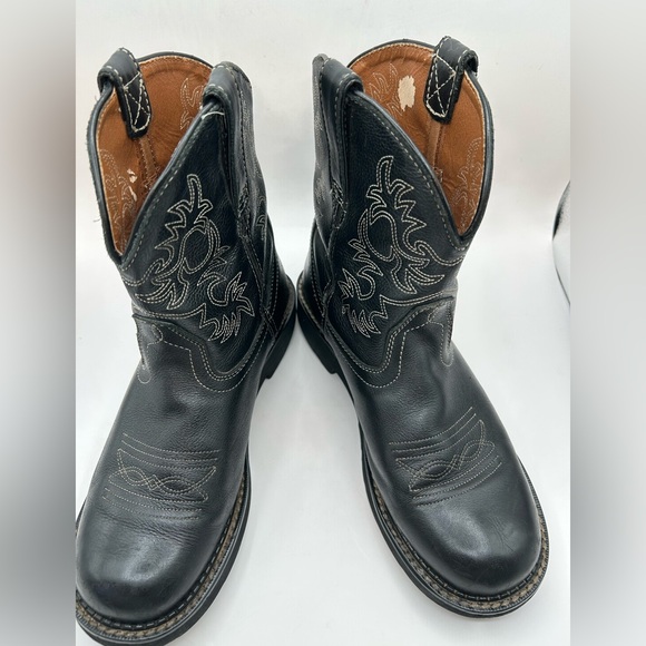 Ariat Fat baby Black Leather Chunky Cowboy Boot Women size 9.5 Cowgirl western - Picture 8 of 13
